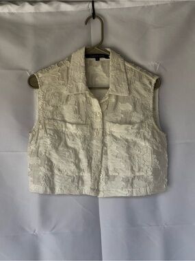 Timo Weiland Cream Textured Sleeveless Button-Down Top